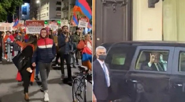 Чавушоглу показал армянским демонстрантам в Уругвае знак "Серых волков"