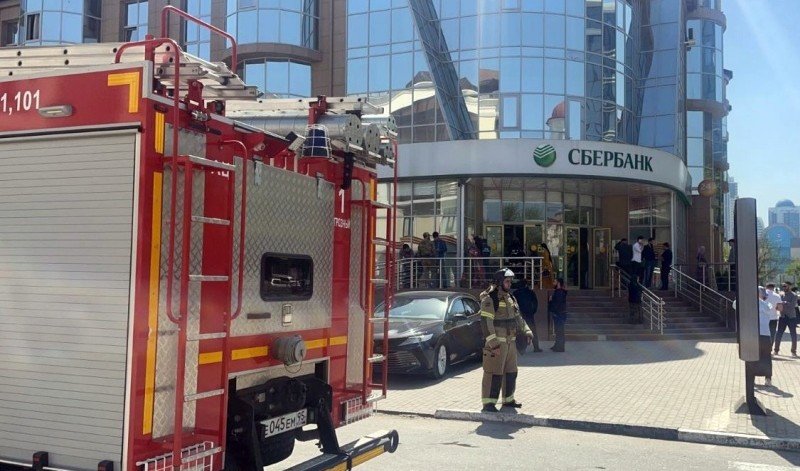 ЧЕЧНЯ. В офисе Сбербанка прошла тренировка по действиям в случае возникновения пожара