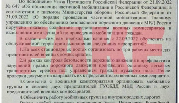МВД России категорически опровергло информацию о мобилизационных мероприятиях на постах ГИБДД