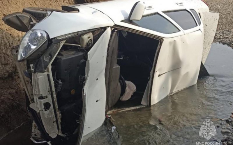 С. ОСЕТИЯ. На трассе в Северной Осетии автомобиль столкнулся с бродившей по проезжей части коровой и упал в реку.