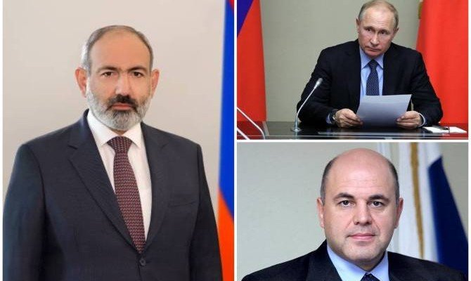 Путин и Мишустин поздравили Пашиняна с Днем независимости Армении