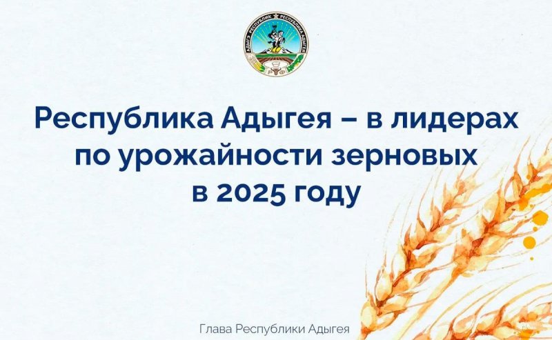 АДЫГЕЯ. Мурат Кумпилов: Адыгея заняла второе место в России по урожайности зерновых в 2025 году