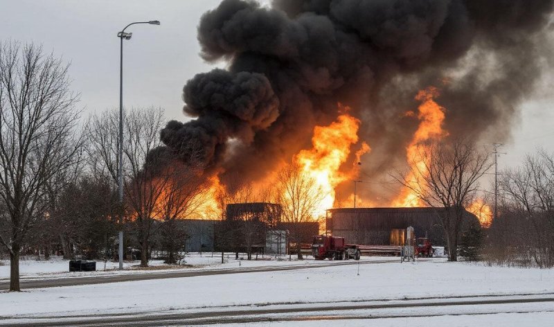 КРАСНОДАР. В Лабинске после атаки БПЛА загорелась нефтебаза, пострадавших нет