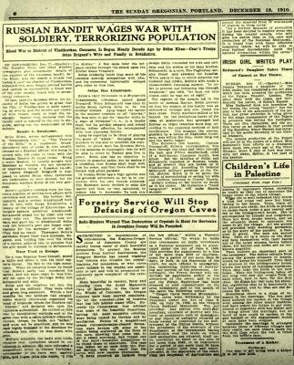 1910. 18.12. США. "The Sunday Oregonian" Разбойник ведёт войну с военными