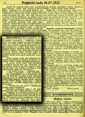 1912.28.07. Польская газета "Przyjaciel Ludu". Шутка разбойника.